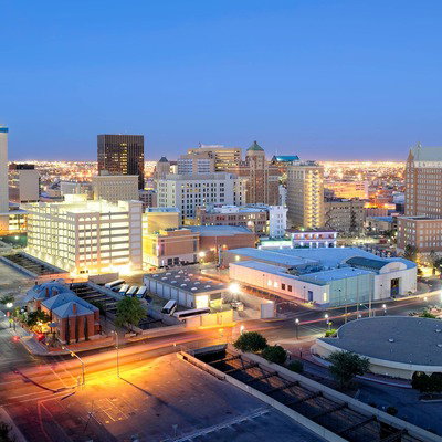 El Paso city lights at dusk near the Chaparral Park neighborhood